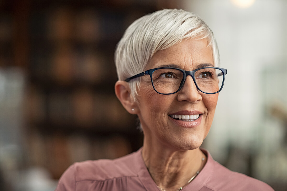 Woman with glasses close up
